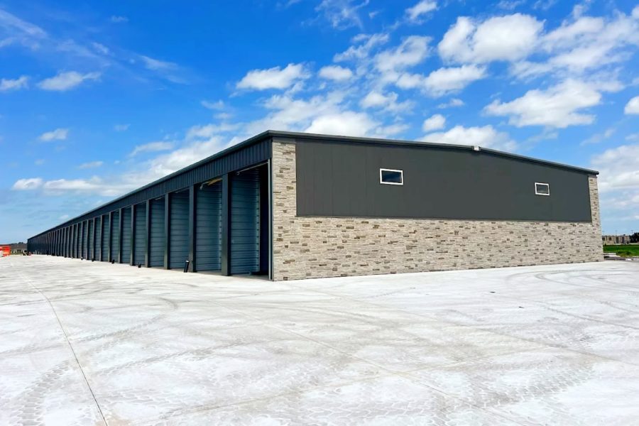 Modern self storage facility with multiple drive-up storage units in Waukee, IA