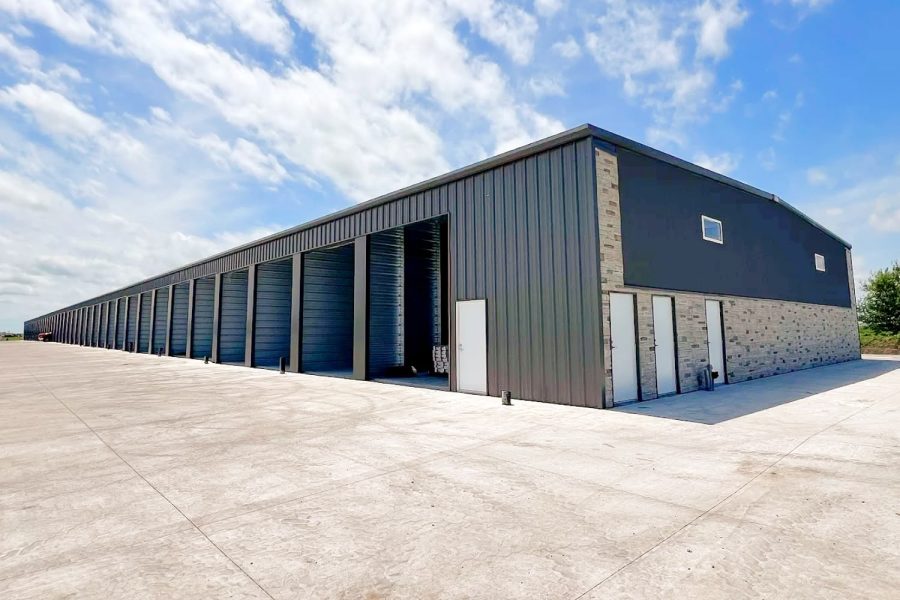 Long row of secure climate-controlled storage units in Waukee, IA